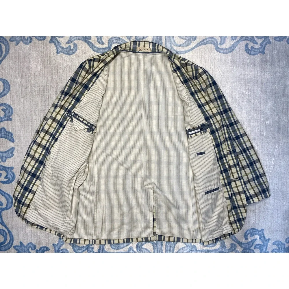 J Crew Mens Large Single Breasted Y2K Preppy Old Money Academia Plaid Sportcoat
